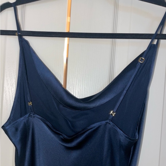 NEW Amanda Uprichard Ansonia Asymmetric Silk Gown in Ink - Picture 7 of 7